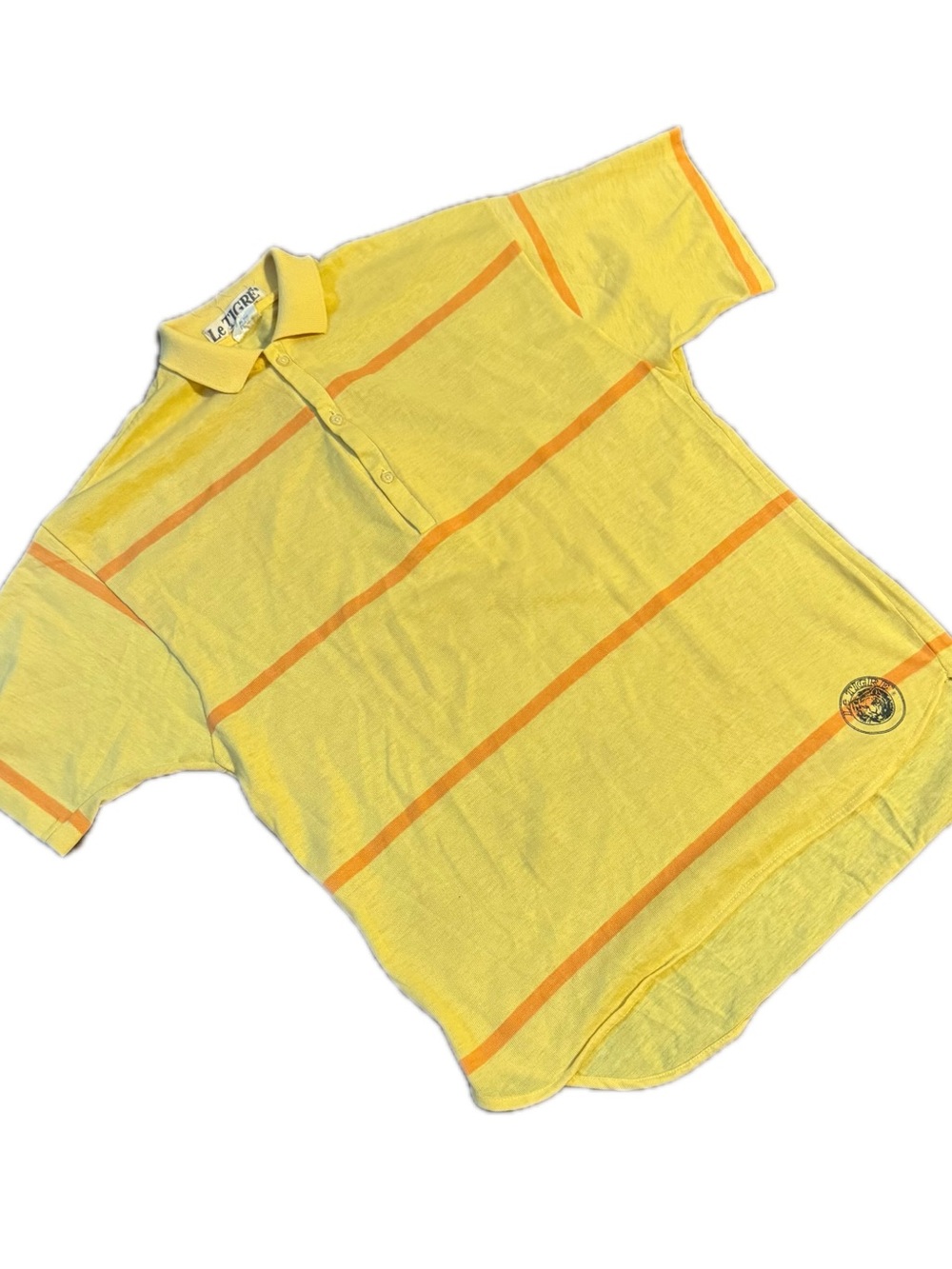 Le Tigre Men's Vintage Polo Shirt Size Small Stripes Short Sleeve Golf Casual